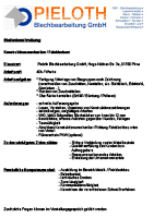 Stellenangebot - Konstruktionsmechaniker / Feinblechner